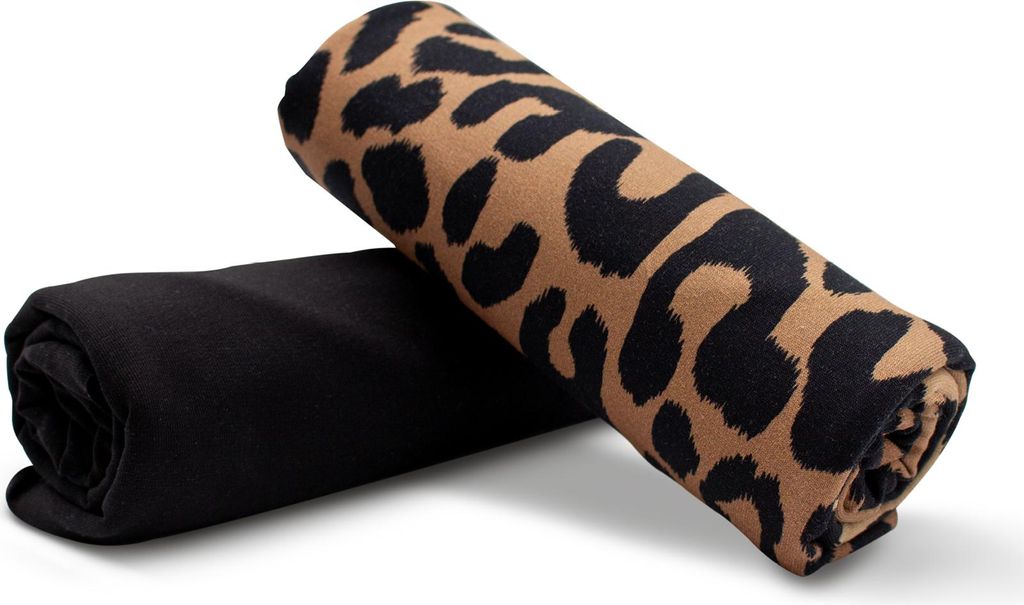 Stoffpaket Set 02 Leoprint Braun – 0,5 m French Terry Druck + 0,5 m French Terry Uni – Meterware für Kinderkleidung & DIY