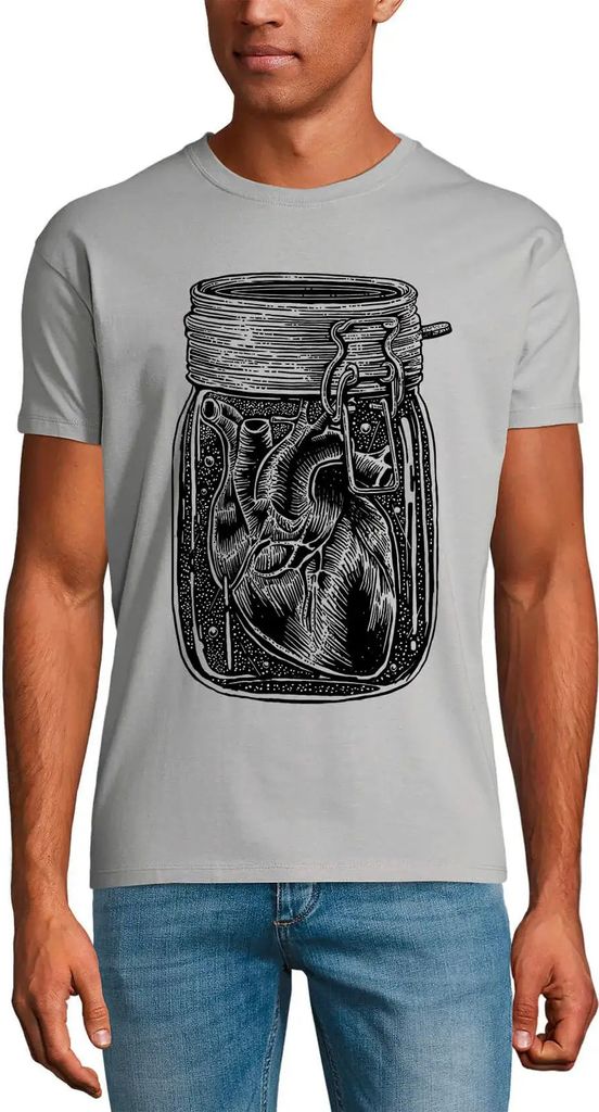 Herren Grafik T-Shirt Herz im Glas - Sarkasmus – Heart In Jar - Sarcasm – Öko-Verantwortlich Vintage Jahrgang Kurzarm Lustige Druck Geburtstag