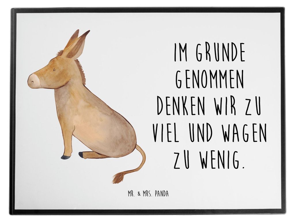 Mr. & Mrs. Panda Schreibunterlage Esel - Weiß - Geschenk, Weisheit, Tiere, schreibtischunterlage, Mut, schreibtischunterlagen, Erfolg, Schreibtisc...