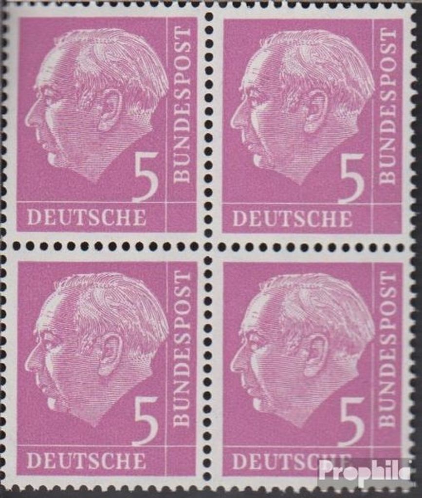 Briefmarken BRD (BR.Deutschland) 1954 Mi 179x Viererblock gestempelt Heuss