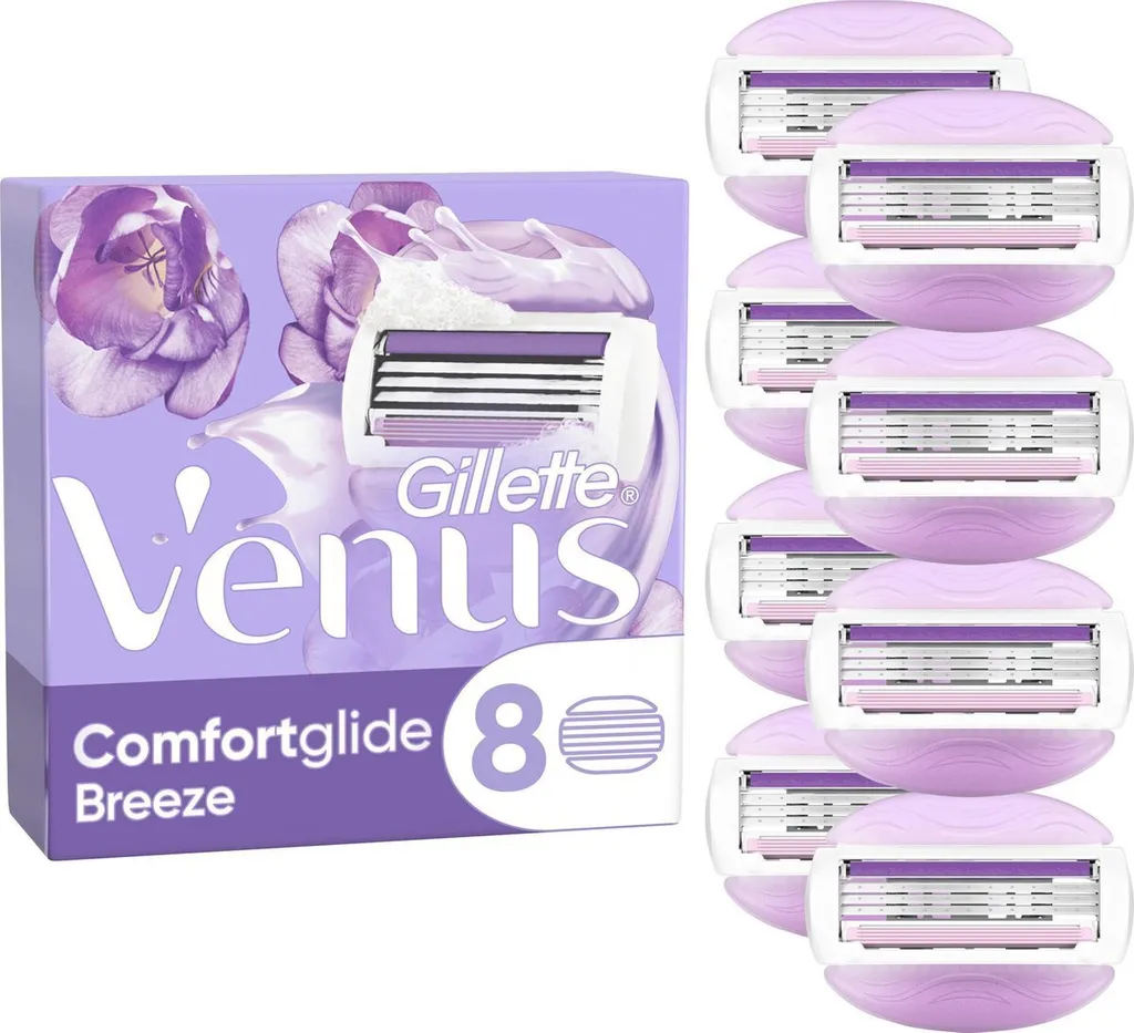 Lames Gillette Venus Comfortglide Breeze avec barres de gel - 8 pièces