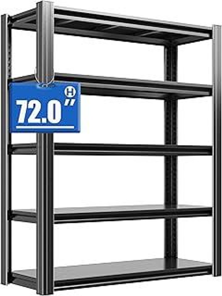 Schwerlastregal, 5 Etagen Lagerregal, Kellerregal Metall, TxBxH 40 x 90 x 183 cm, bis 1000 kg belastbar, Regal für Garage und Abstellraum, Steckre...