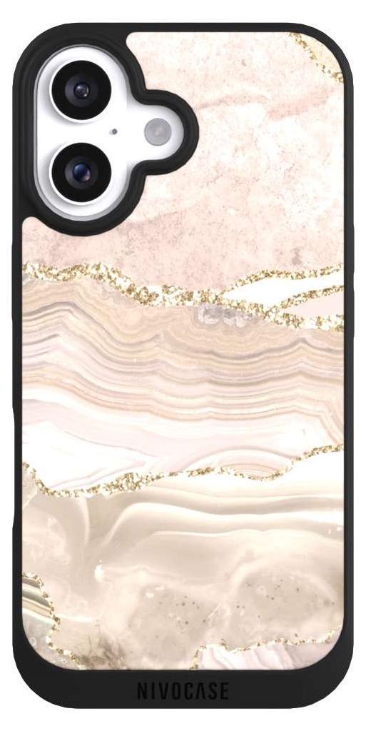 NIVOCASE Handyhülle für Apple iPhone 16 Hülle NIVOpure Case Schwarz Glitzer Look Marmor Utart