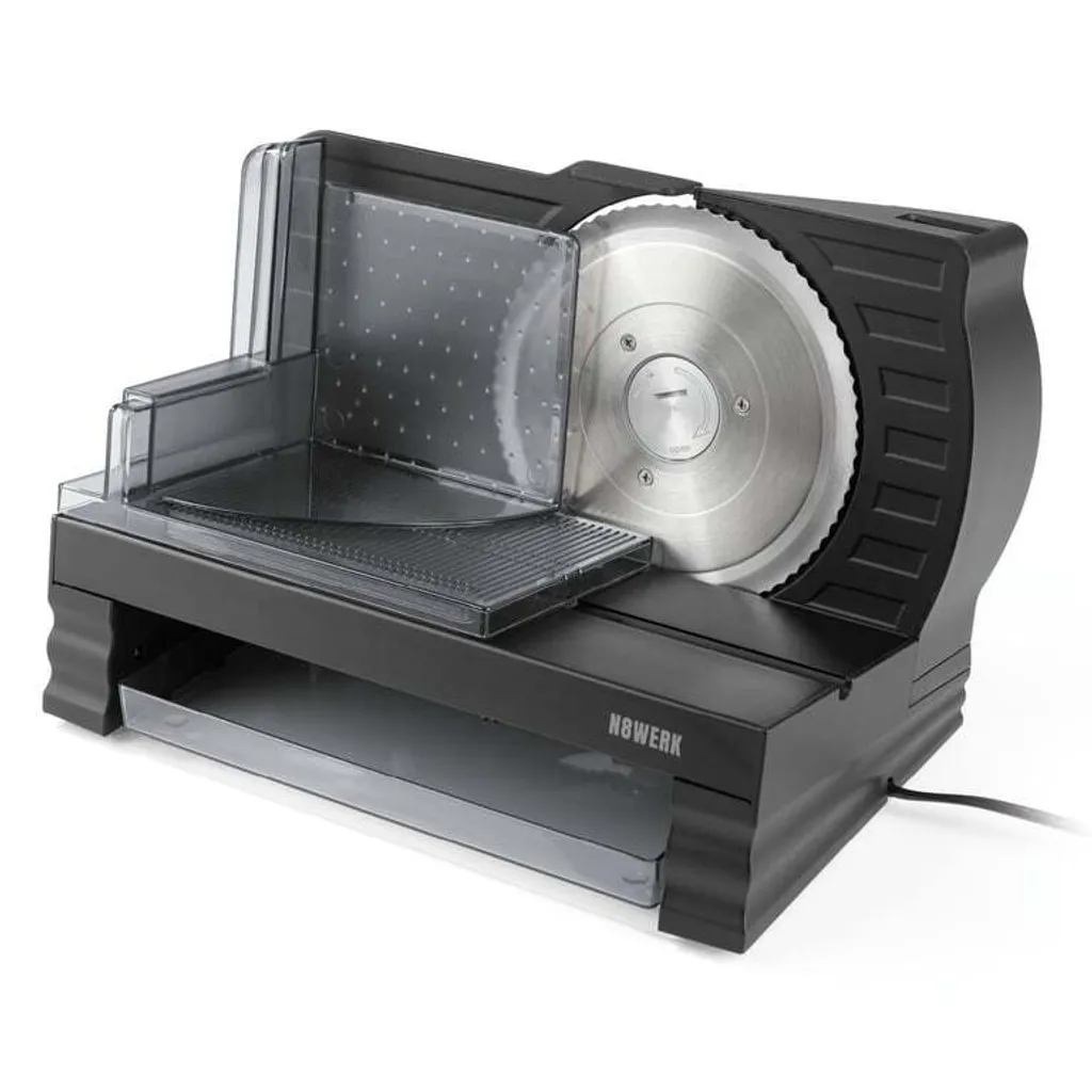 N8WERK Trancheuse universelle 150W noir pour charcuterie et pain frais