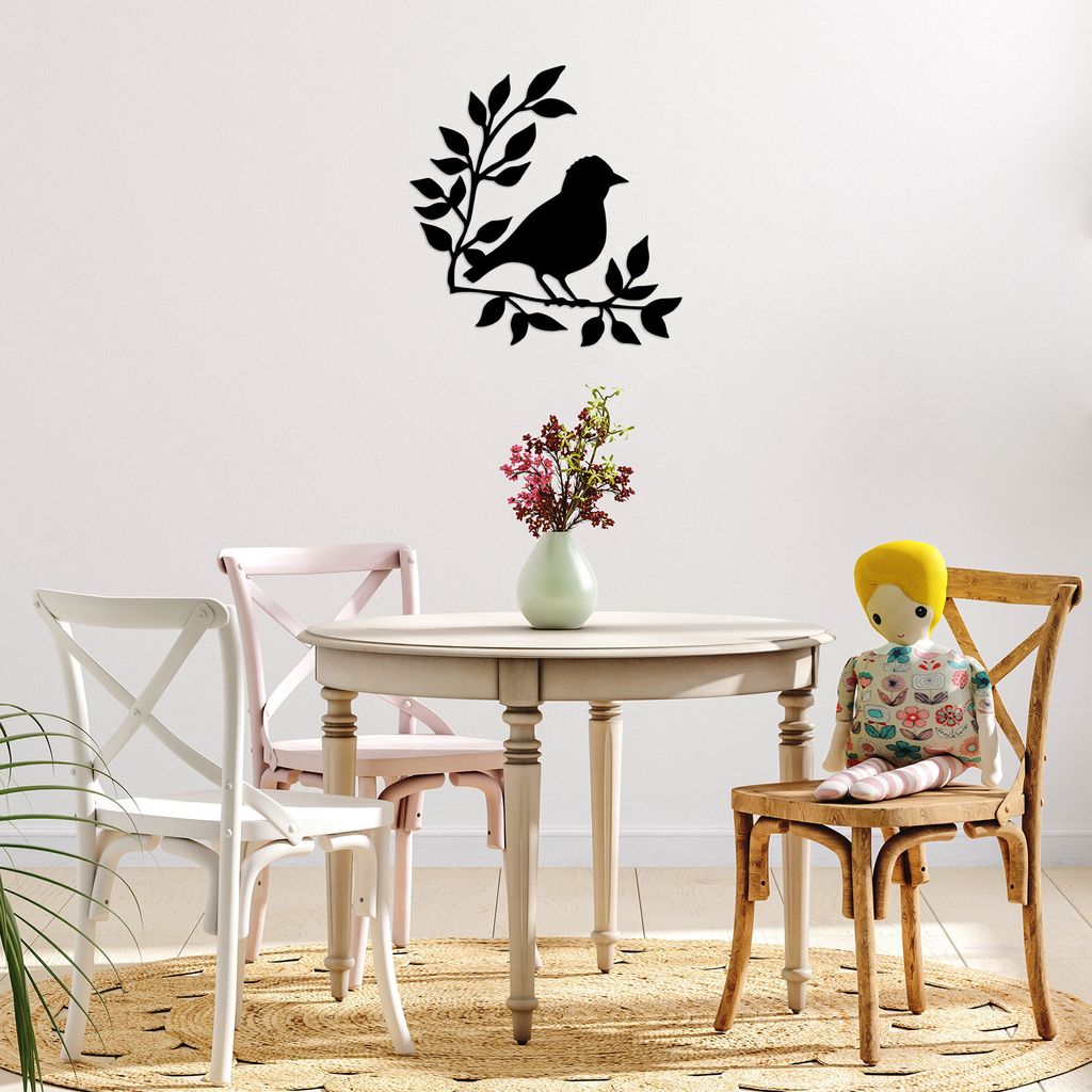 Wallity, Branch- TNL3119, Schwarz, Sonstige Wohndekorationen, 66 x 68 cm, 100% Metall (Dicke: 1