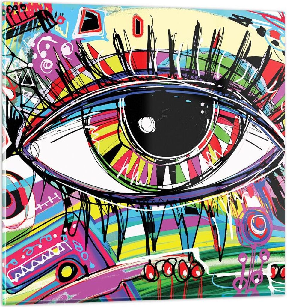 Bilder auf glas - Digital abstraktion farben - 50x50cm - Glasbilder - Wandbilder - Kunstdruck - zum Aufhängen bereit - Wanddekoration aus Glas - G...