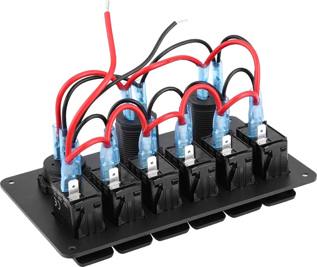 Panneau de Commande 12V 24V 6 Interrupteurs LED Orange avec Voltmètre