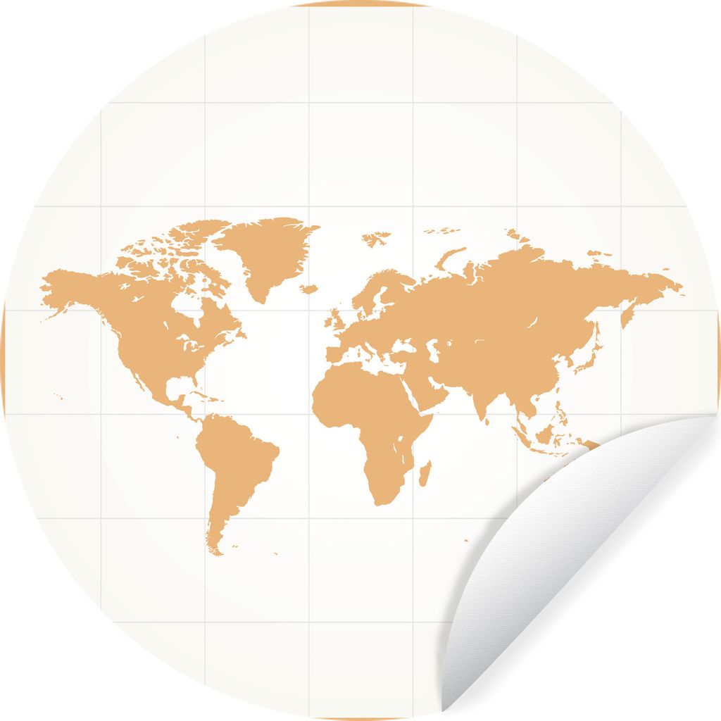 MuchoWow Runde Wandtattoo - Wandsticker Tapete Aufkleber Weltkarte - Einfach - Orange Ø 30 cm Selbstklebend und Repositionierbar - Wandaufkleber...
