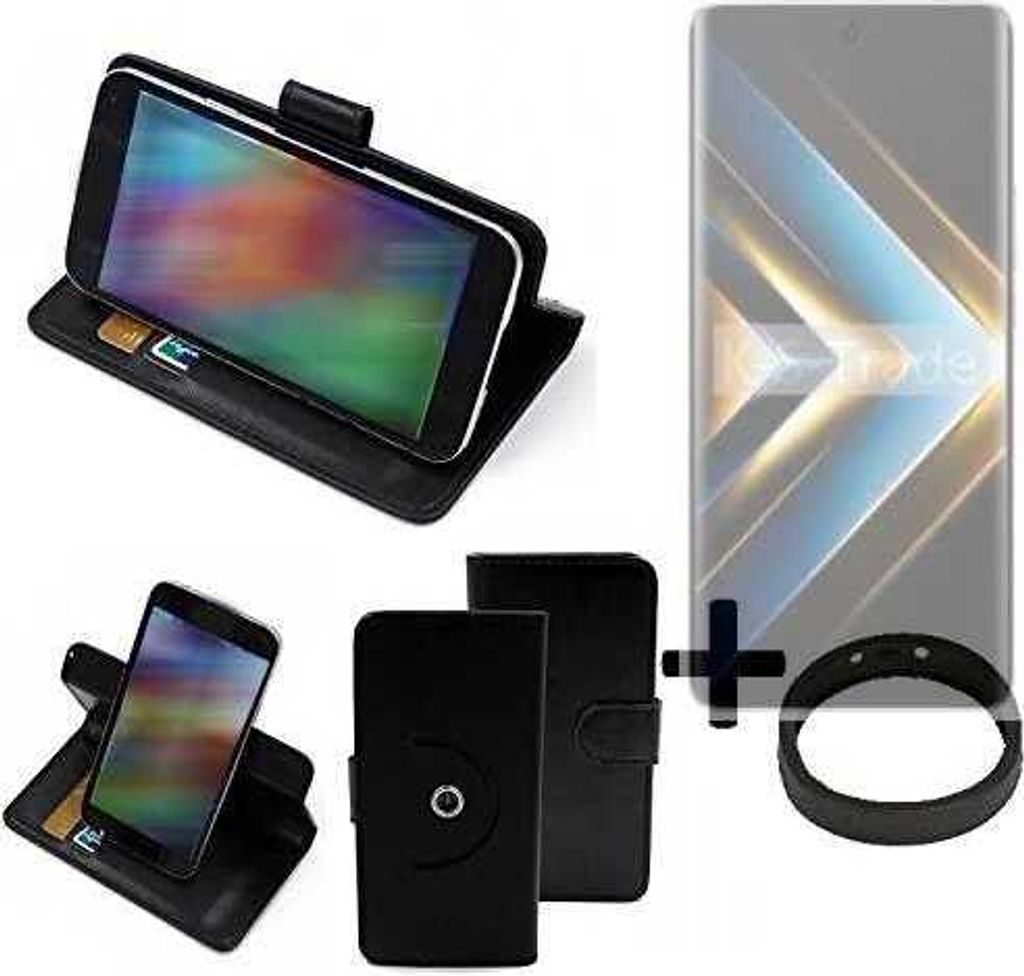 K-S-Trade Case Schutz Hülle kompatibel mit Honor X50 GT + Bumper Handy Hülle Flipcase Smartphone Cover Handy Schutz Tasche Walletcase schwarz