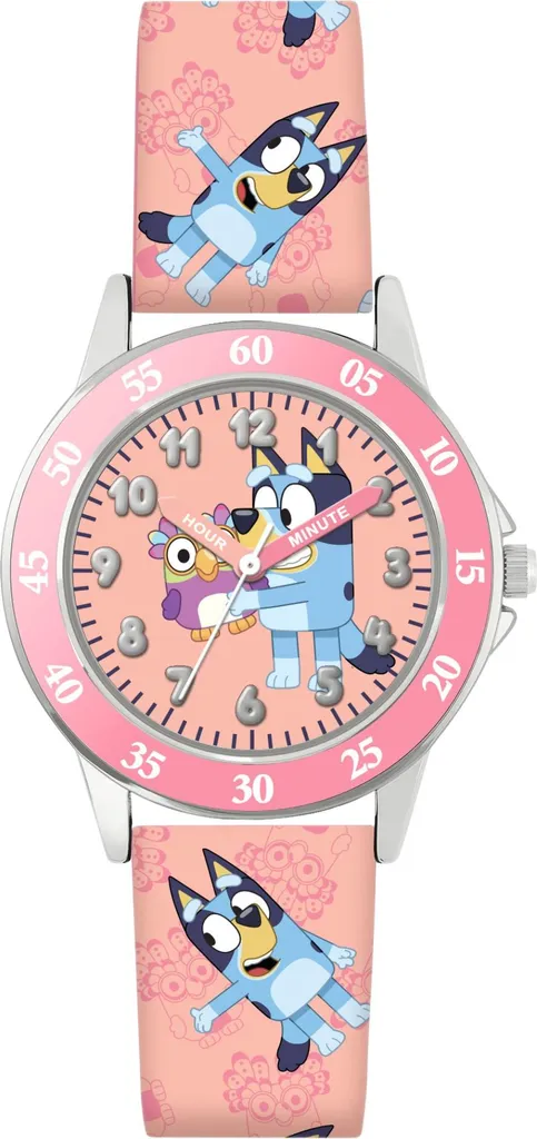 Montre Bluey rose interactive avec jeux éducatifs et fonctions d'alarme VTech