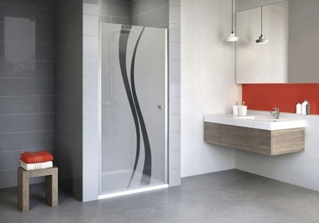 Drehtür in Nische Schulte Alexa Style 2.0 Breite 90 cm Dekor Liane Profilfarbe aluminium