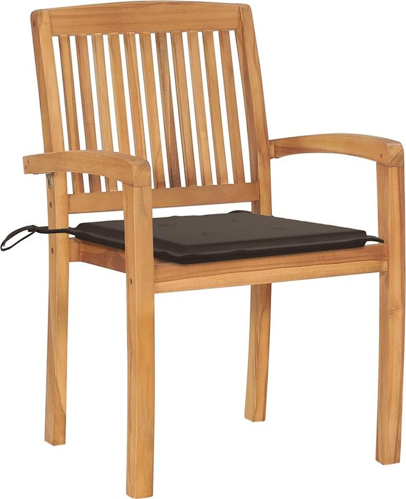 vidaXL Gartenstühle 2 Stk. mit Taupe Kissen Massivholz Teak