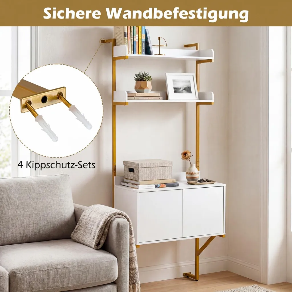 Étagère de rangement pour petits espaces et bureau blanc - 3