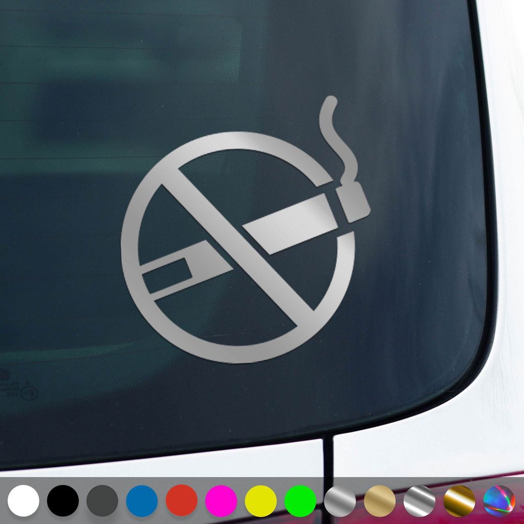 PantherPixel Rauchen Verboten Aufkleber Nichtraucher Rauchverbot Sticker Auto Geschenkidee Farbe Silber