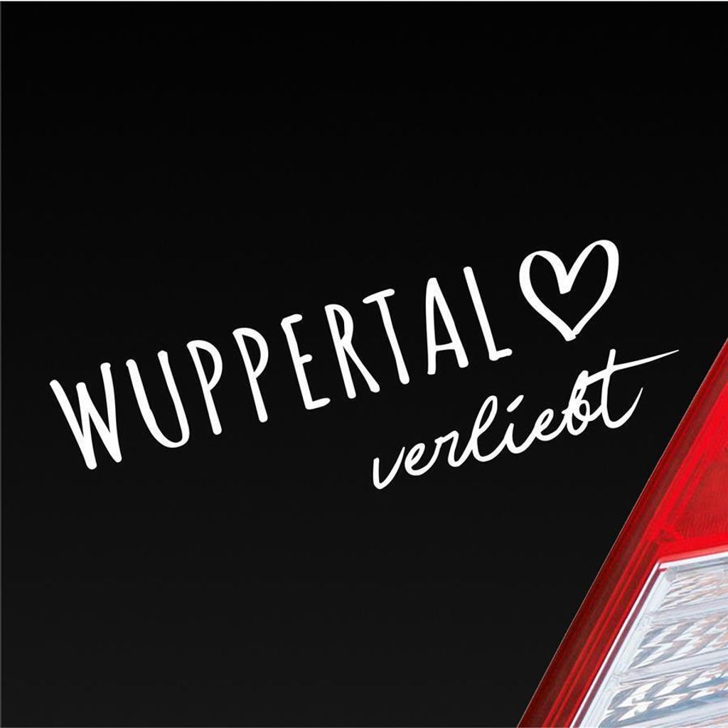 Auto Aufkleber Wuppertal verliebt Herz Stadt Heimat Liebe Car 19x6 cm Weiss Matt Sticker Heckscheibenaufkleber