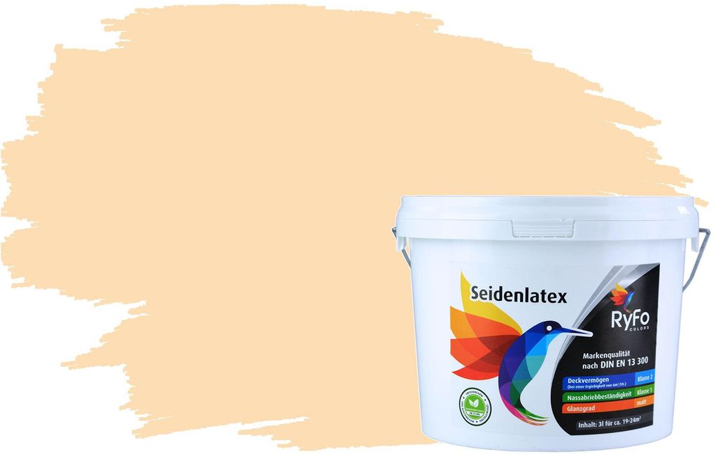 RyFo Colors Seidenlatex Trend Weißtöne Apricot 3l - bunte Innenfarbe, weitere Weiß Farbtöne und Größen erhältlich
