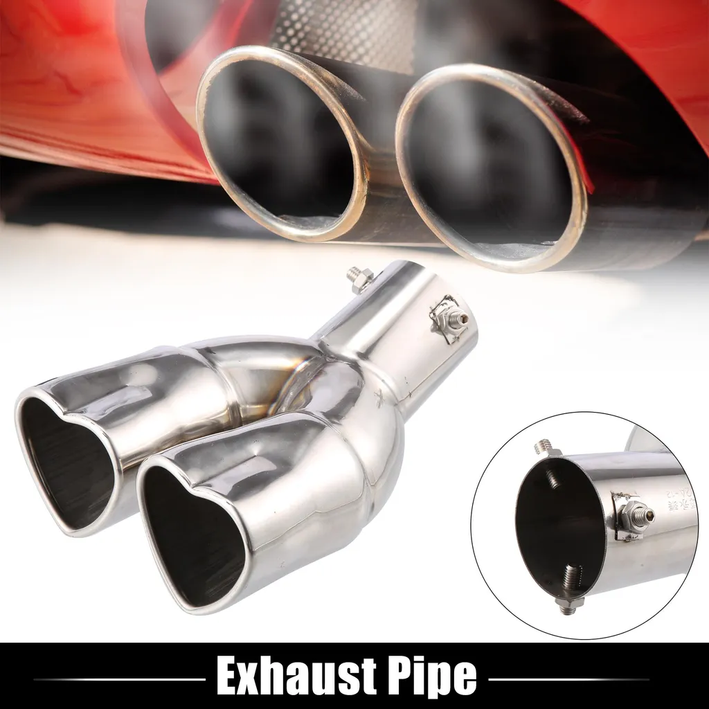 Embout d'échappement 63mm courbe forme cœur argent - Acier inoxydable