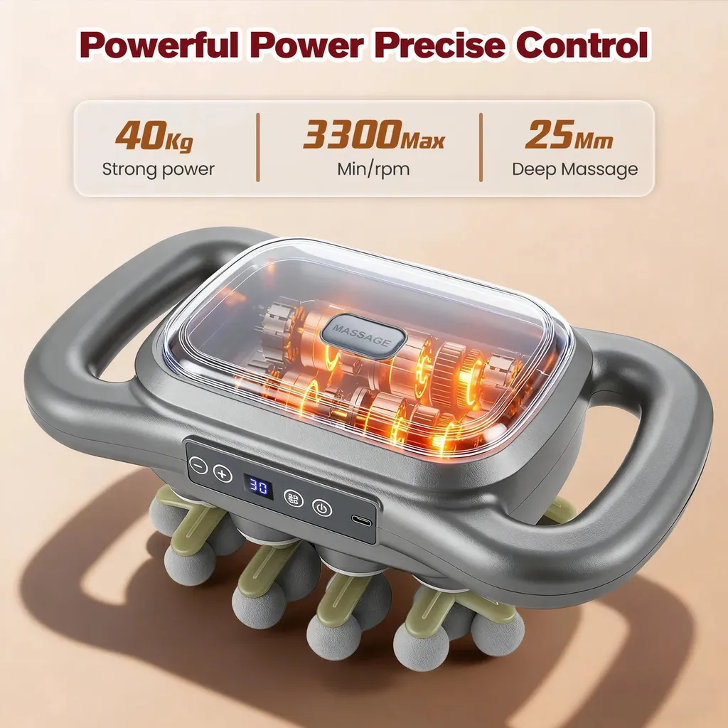 Pistolet de massage pour dos et nuque avec 28 accessoires de massage