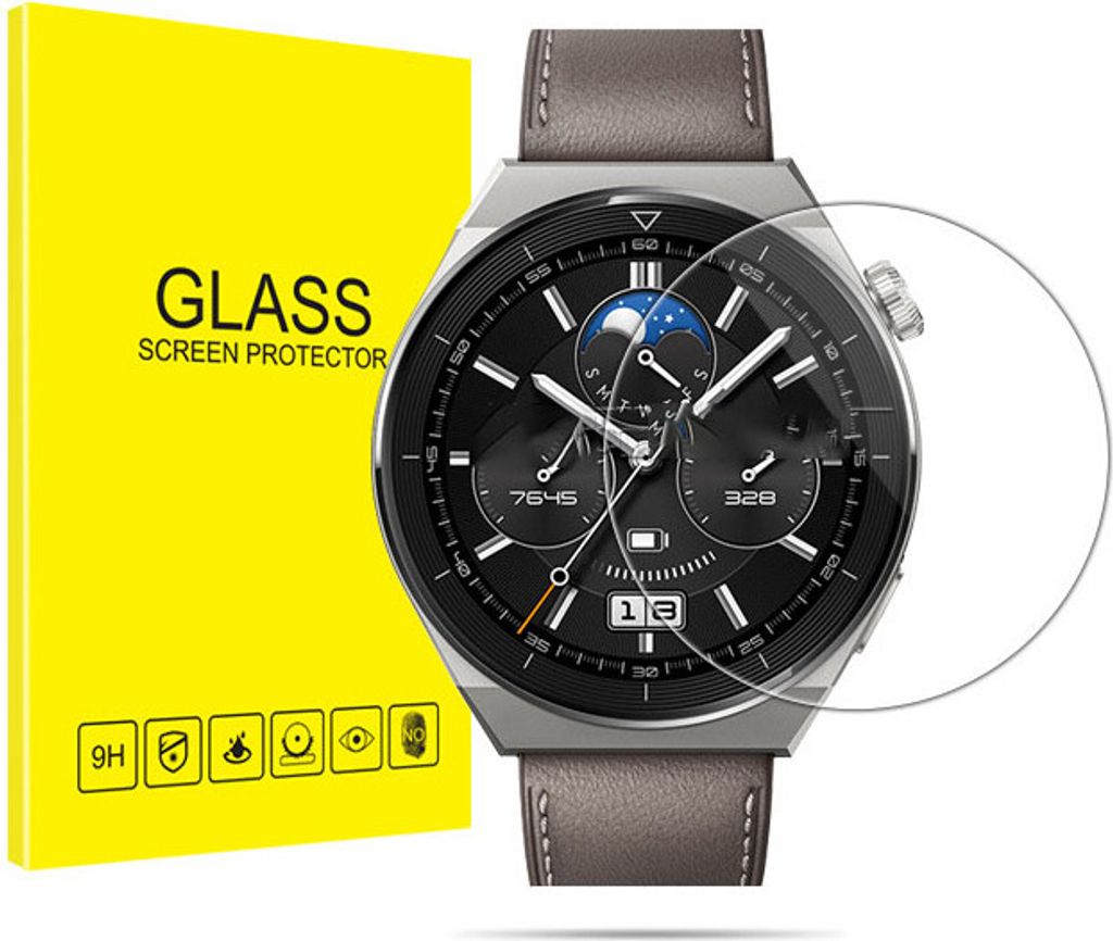 INF Displayschutz aus gehärtetem Glas für Smartwatch, 2er-Pack Huawei Uhr GT3 Pro 46mm