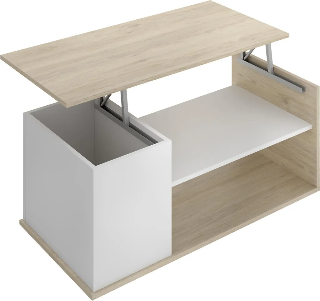 Fargo Table basse blanche 50x100x42h cm avec 3 compartiments ouverts - 5