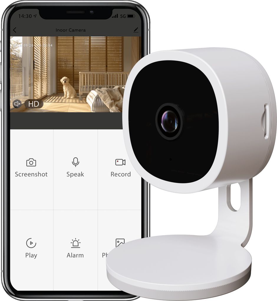 Calex Smart Security Sicherheitskamera, 2K WLAN IP-Kamera mit App-Steuerung, Nachtsicht & 2-Wege-Audio, für Innenbereich