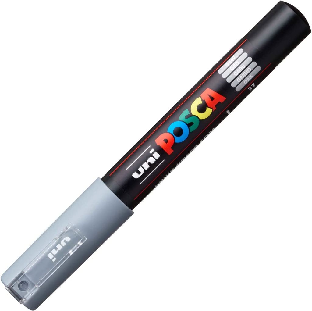 POSCA PC-1M, Grau, Schwarz, Grau, 1 Farben, Extrafein, Rundspitze, Rund