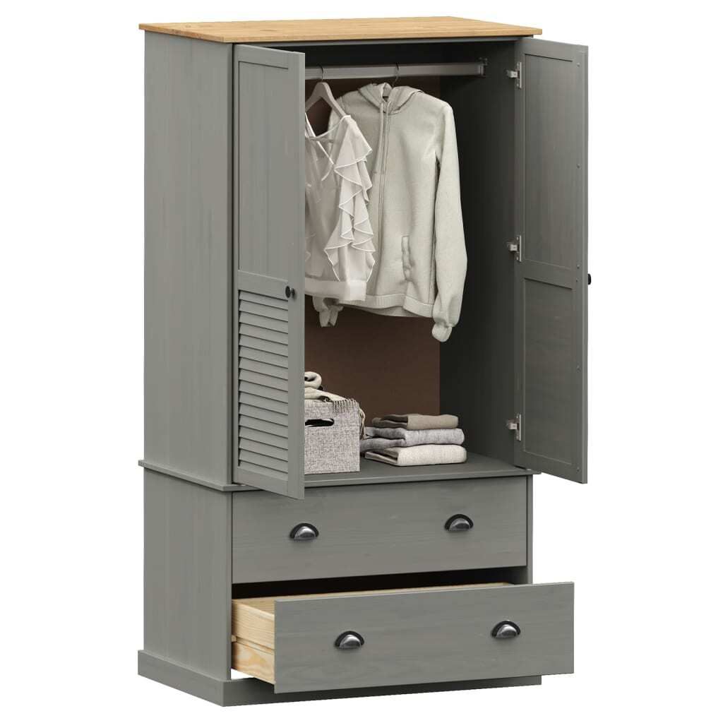"2026 Aktion"Kleiderschrank - Schwebetürenschrank - praktischem Design - VIGO Grau 90x55x170 cm Massivholz Kiefer DEMöbel 6345382