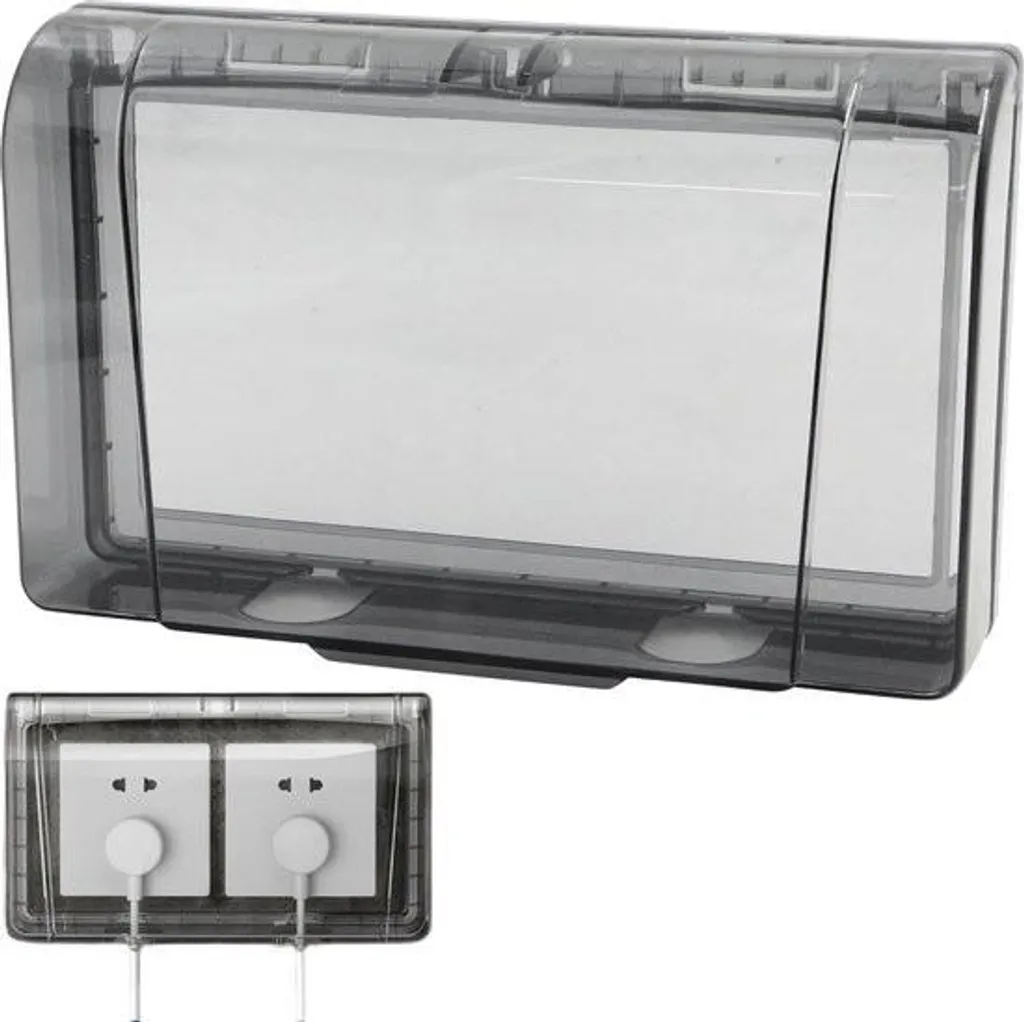 Cache-prise étanche type 86 et interrupteur 2 voies noir transparent