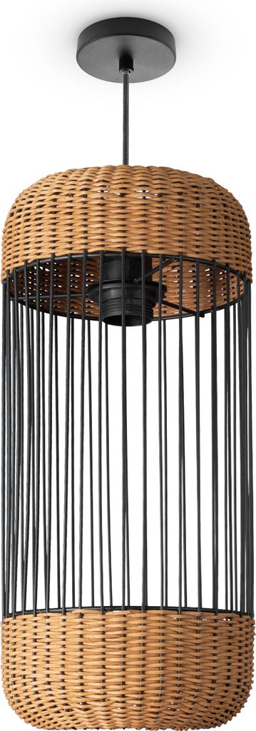 Rattan Pendelleuchte Wohnzimmer Tischleuchte Boho Käfig Lampe Nachttisch Metall