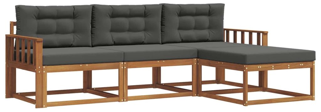 vidaXL Outdoor-Sofagarnitur mit Kissen 4 pcs Natur und Anthrazit