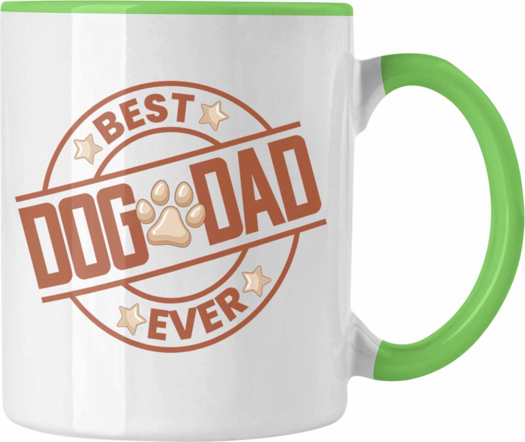 Trendation - Bester Hundepapa Ever Tasse Hunde Papa Dog Dad Geschenk Geschenkidee (Grün)