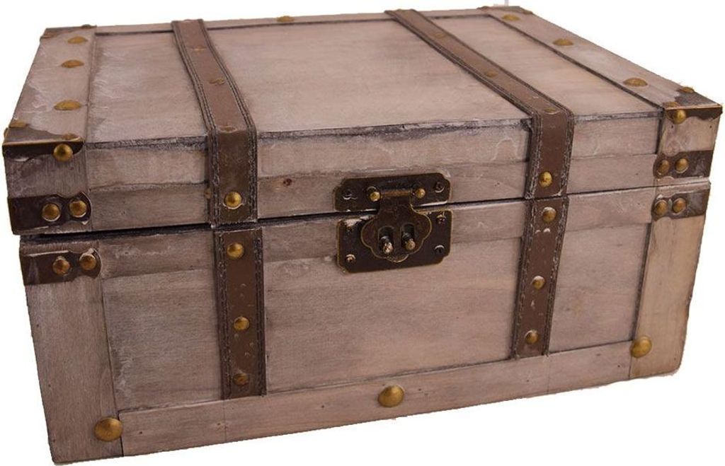 Holz-Truhe im Antik-Design, natur/braun, mit Metallverschluss, 40x30x19 cm
