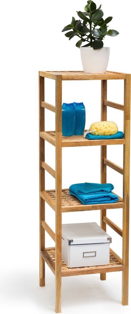 Relaxdays Badregal Holz, 3-5 Ablagen, Standregal aus Produktbild 