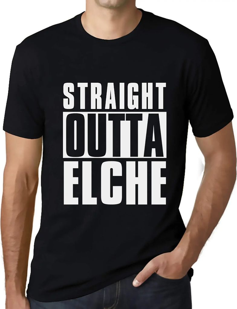 Herren Grafik T-Shirt Direkt aus Elche – Straight Outta Elche – Öko-Verantwortlich Vintage Jahrgang Kurzarm Lustige Druck Geburtstag Geschenk ...