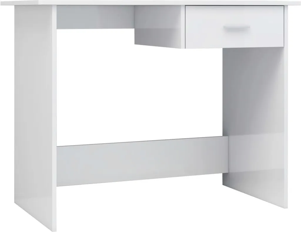 Scrivania Bianca Lucida 100x50x76 cm - Scrittoio Moderno in Legno