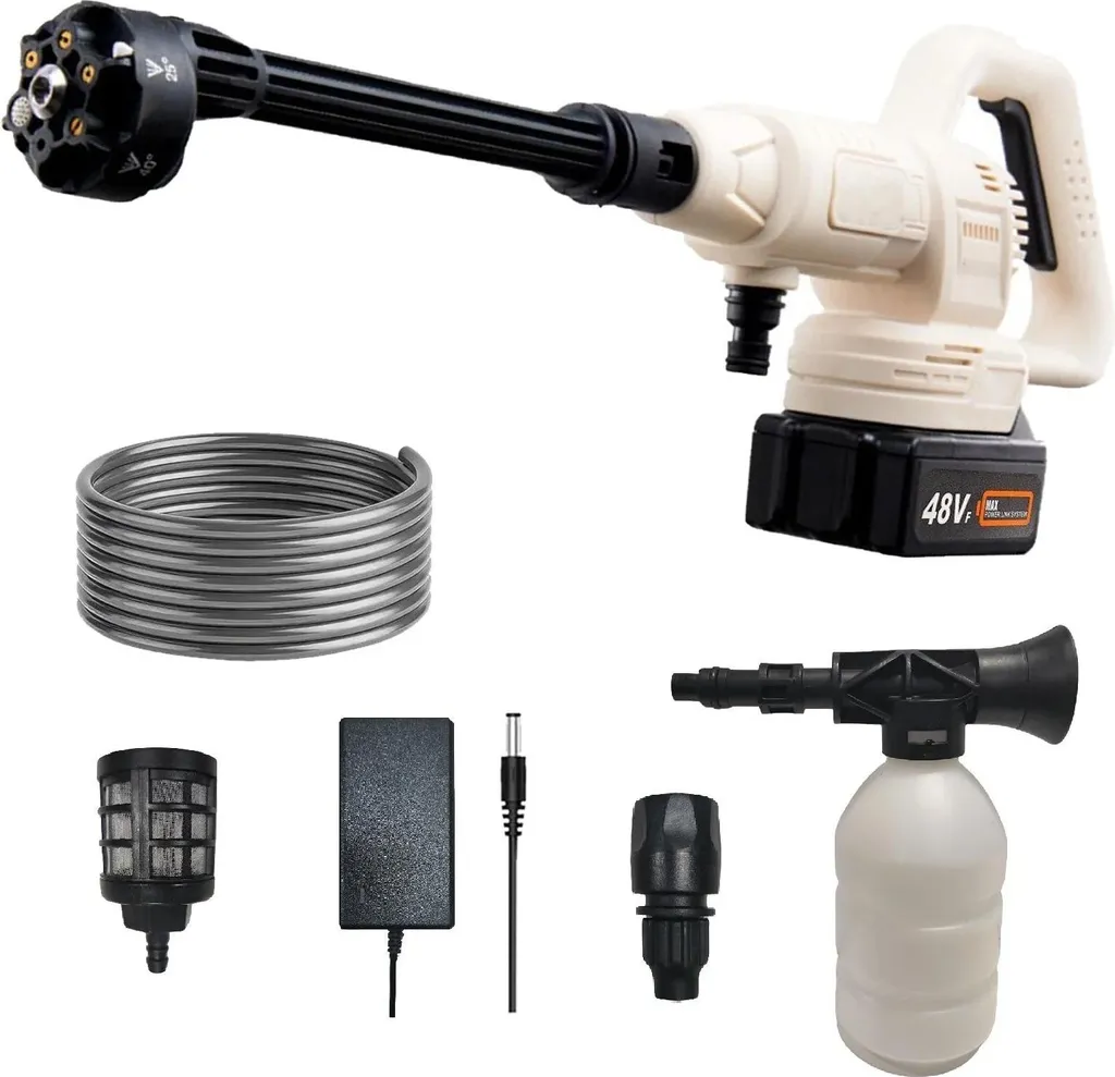 Idropulitrice Bianca 21V Senza Fili - Kit Pulizia Esterni e Auto