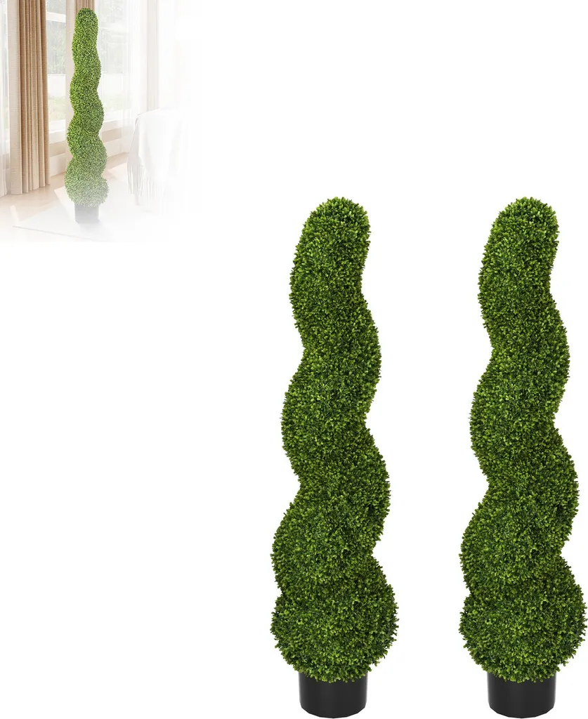 Plante Artificielle 90 cm Anti-UV - Spirale en Pot pour Terrasse Lot 2