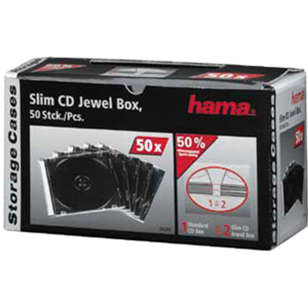 Hama CD Slim Jewel Case, pack 50 Pcs, 1 Disks, Transparent, Produktbild 