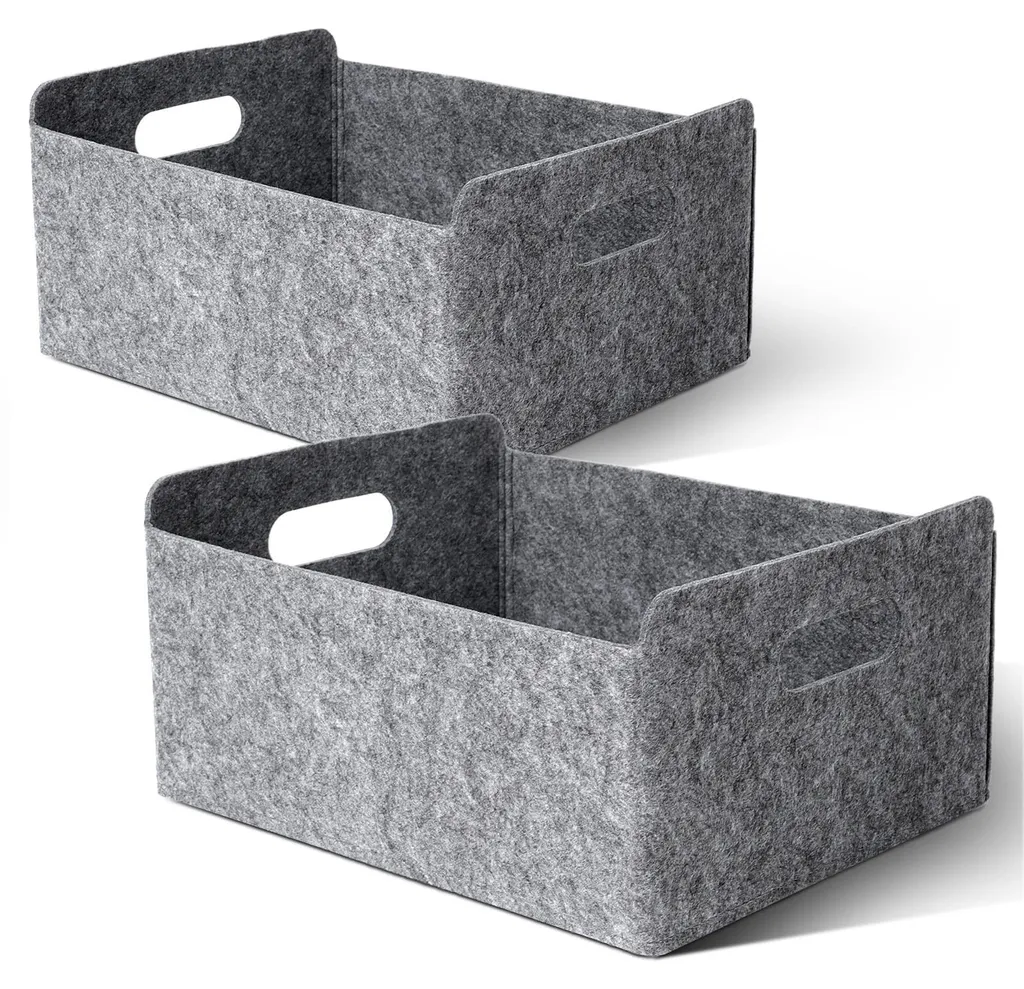 Boîte de rangement pliable en feutre souple pour étagère et armoire - 2 pcs