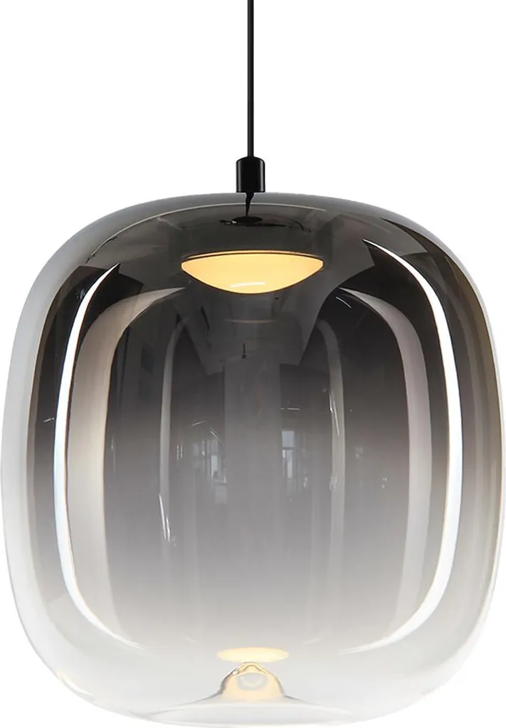 Suspension luminaire VASO 2 SMOKED en verre fumé pour salon et salle