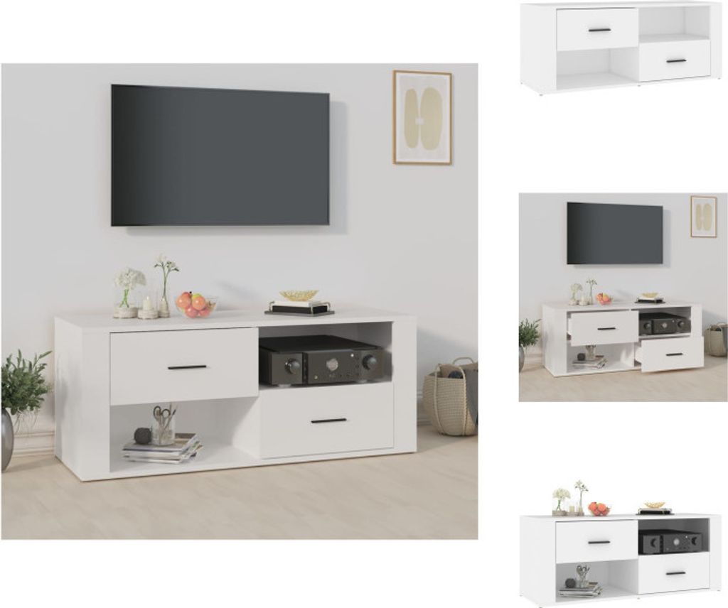vidaXL TV-Schrank Weiß 100x35x40 cm Holzwerkstoff - TV-Möbel