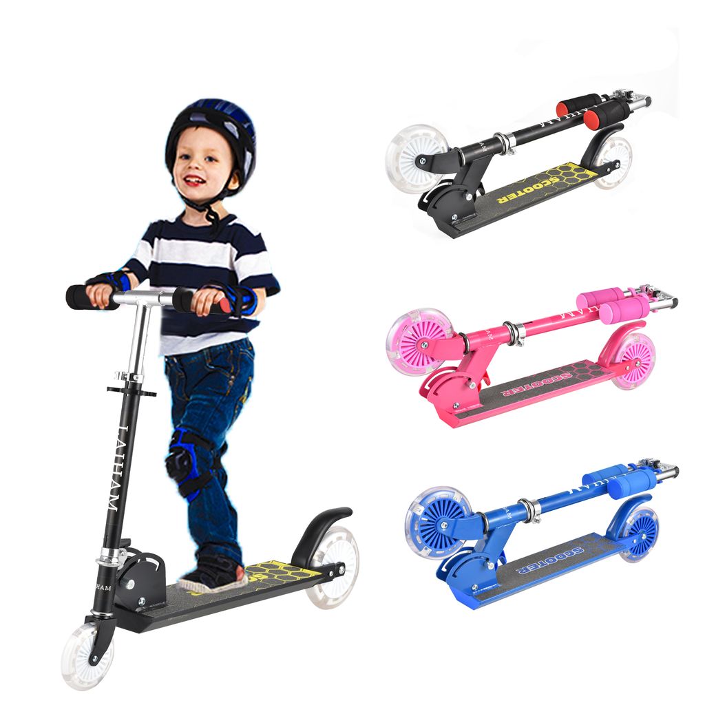 Kinderroller LED Wheels Roller für Kinder Kickscooter Tretroller Klappbar Sport 