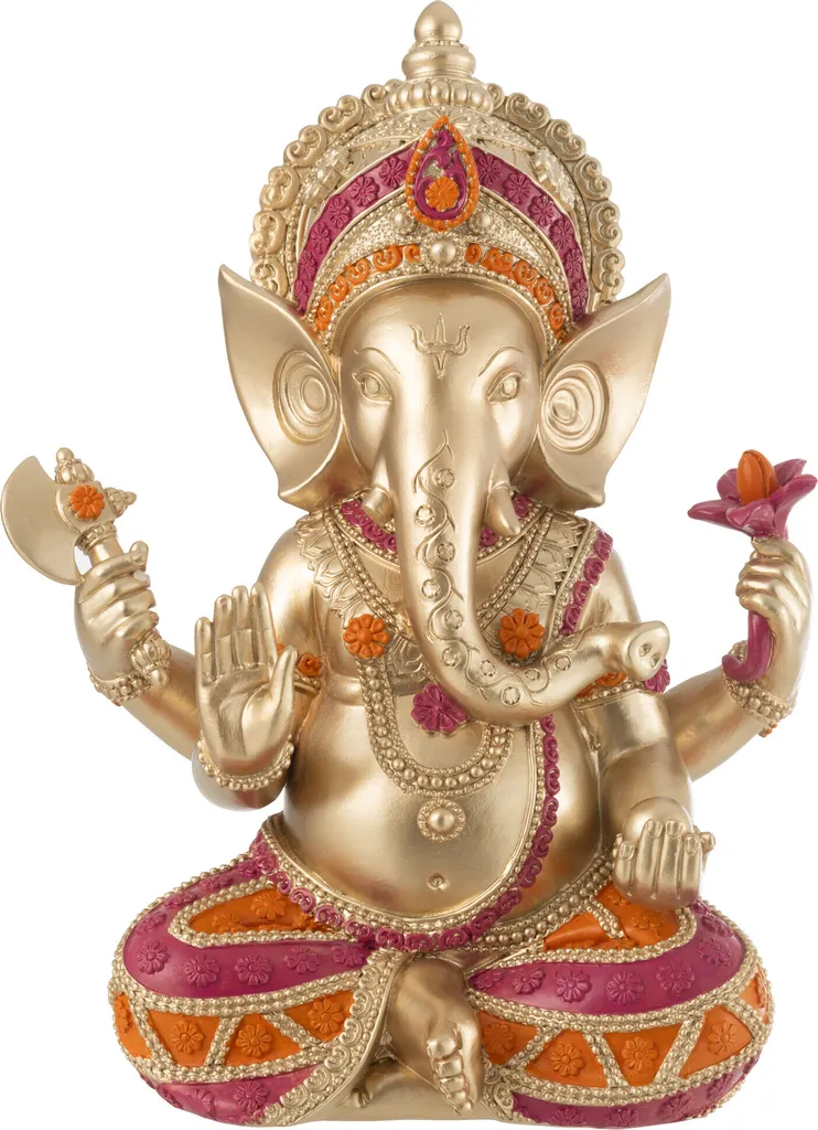 Grande figurine Ganesh J-Line en résine - Statue Ganesha assis finition mat