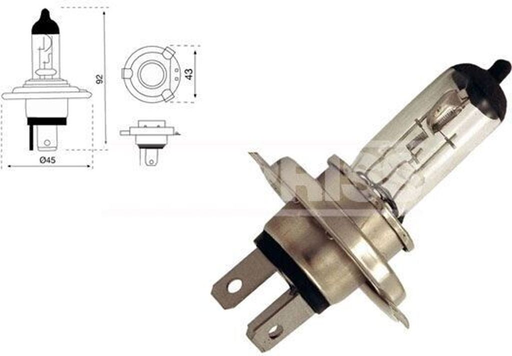 1x CARPRISS H4 Glühlampe Fernlicht 12V 60/55W P43t Halogen 79780235