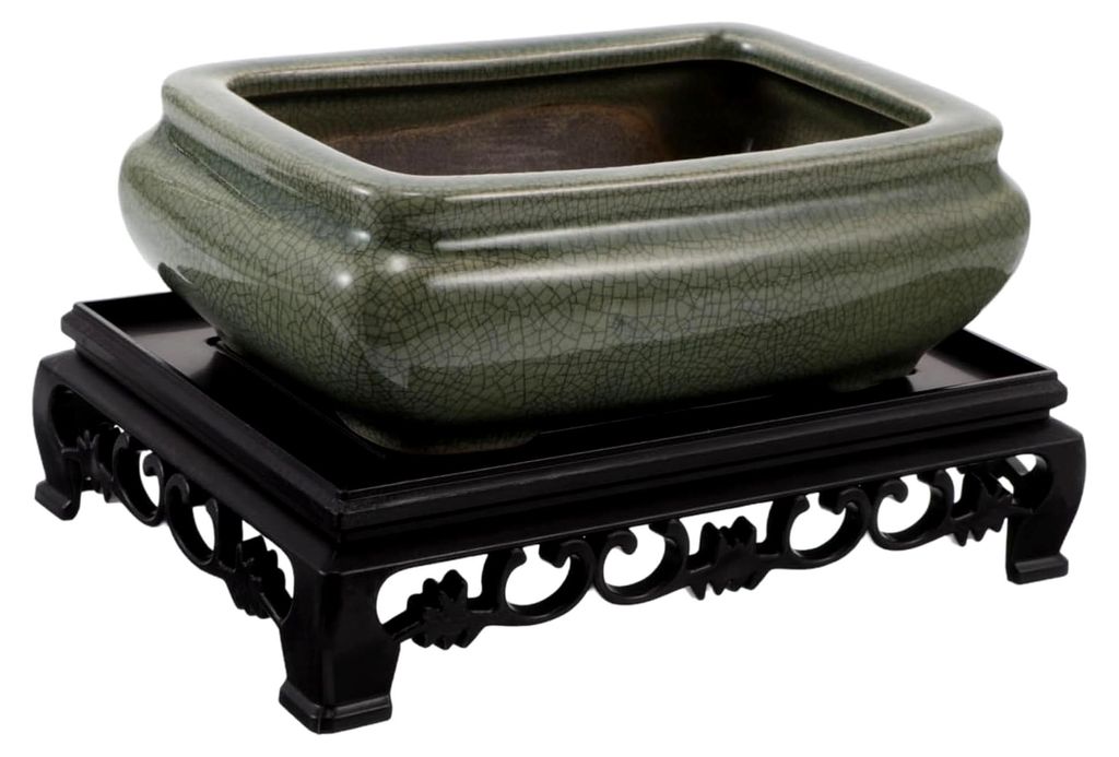 Keramische Pflanzschale für Bonsai - Rechteckiger Blumentopf aus Keramik - Flache dekorative Schale für Sukkulenten und Wasserpflanzen