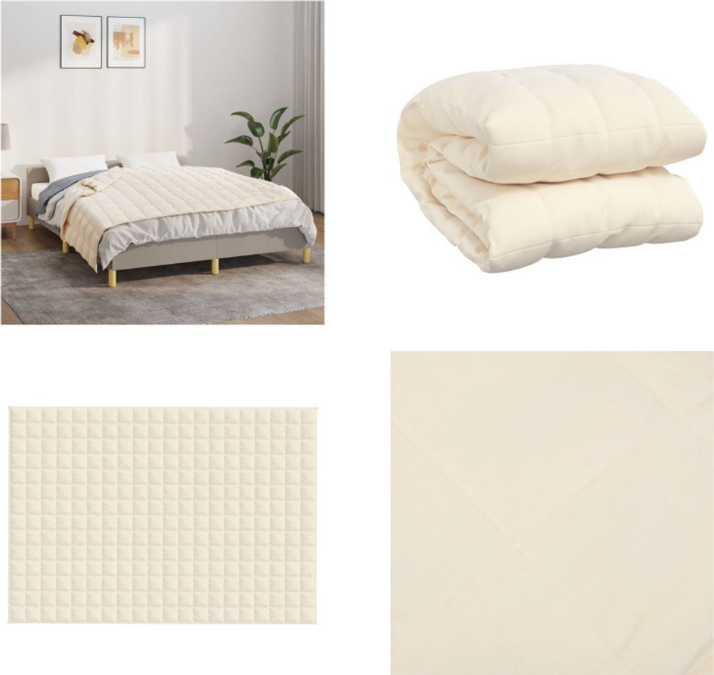 vidaXL Gewichtsdecke Hellcreme 135x200 cm 10 kg Stoff - Gewichtsdecke - Gewichtsdecken - Beschwerte Decke - Decke