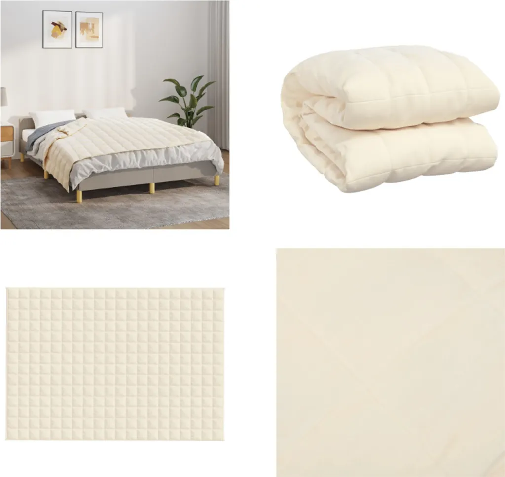 vidaXL Coperta Pesata 10 kg 135x200 Crema - Addio Insonnia e Ansia