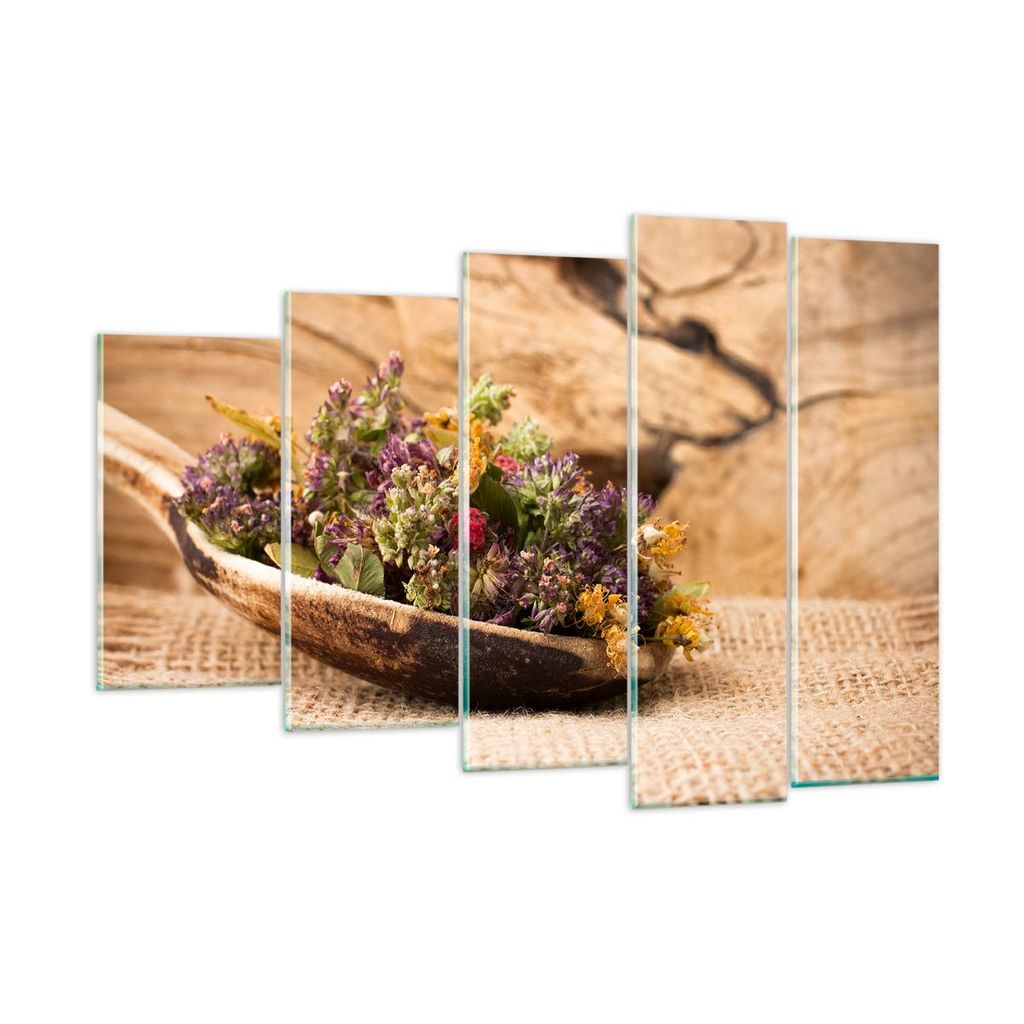 Bilder auf glas - Kraut Tee Bio getrocknete Kräuter - 150x100cm - Glasbilder - Wandbilder - Kunstdruck - Wanddekoration aus Glas - Glas Bilder - W...