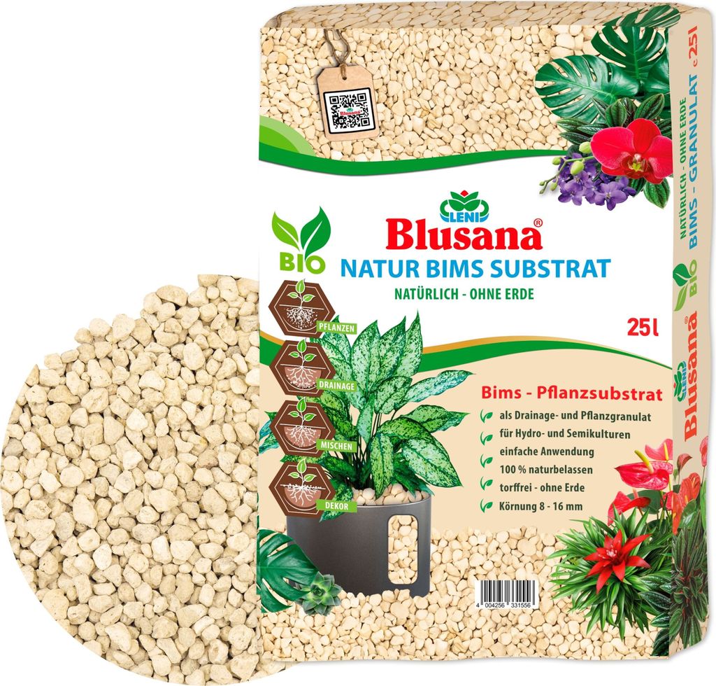 Blusana Bims Pflanzsubstrat 25 Liter grobe Körnung 8-16mm Produktbild 
