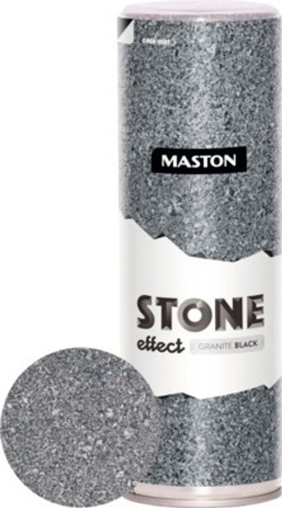A spray can with a stone effect texture, next to a circular sample of the texture.